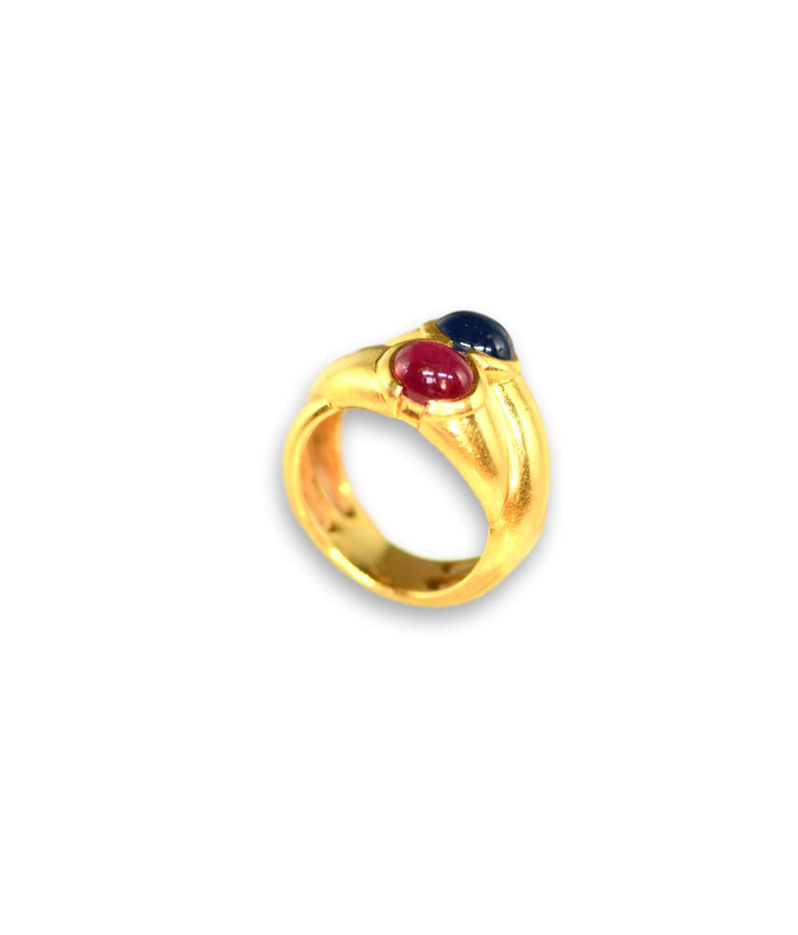 Ruby Sapphire Gold Cross Gold Ring - SOLD