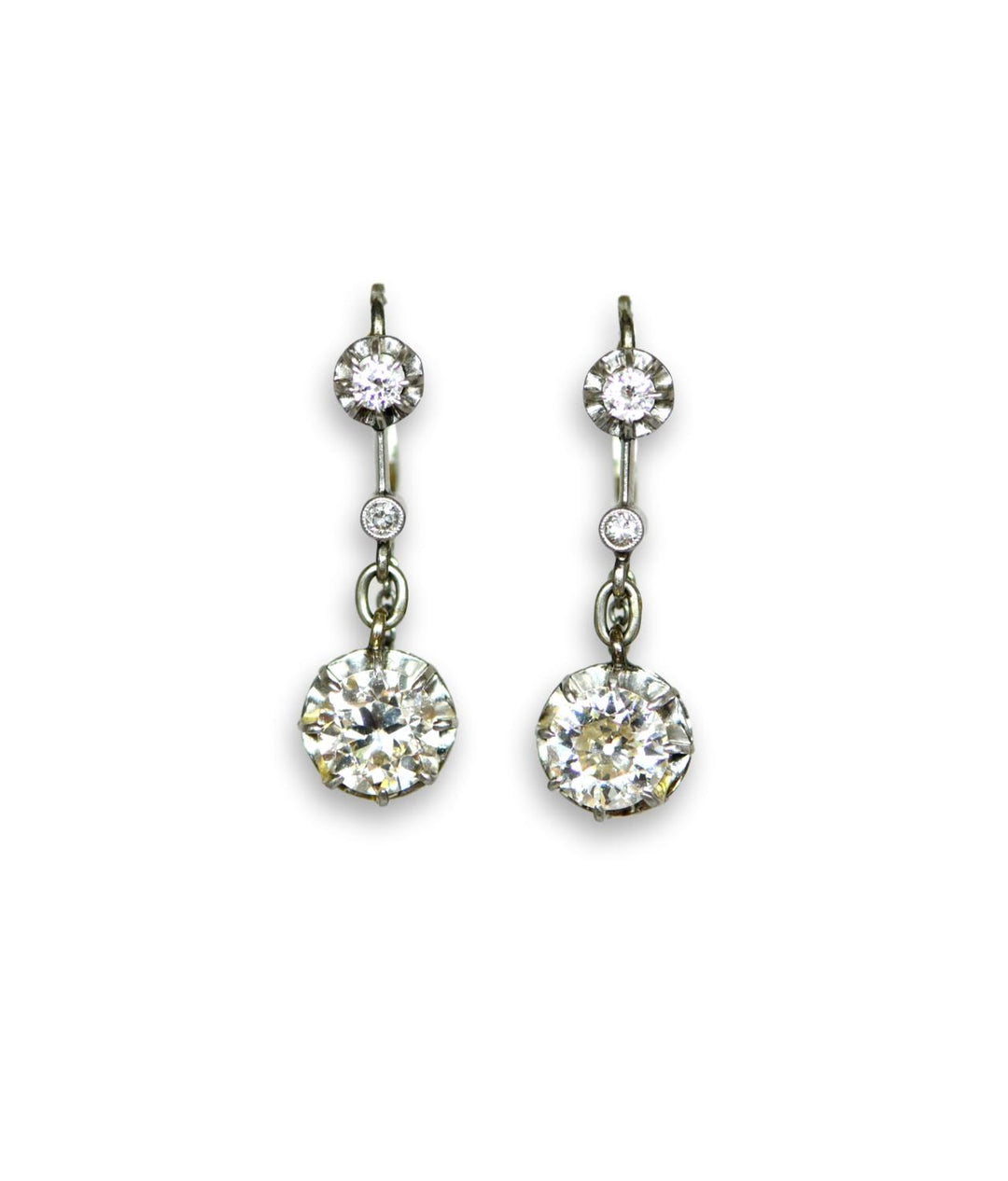 Edwardian Old Cut Diamond Drop Earrings - SOLD
