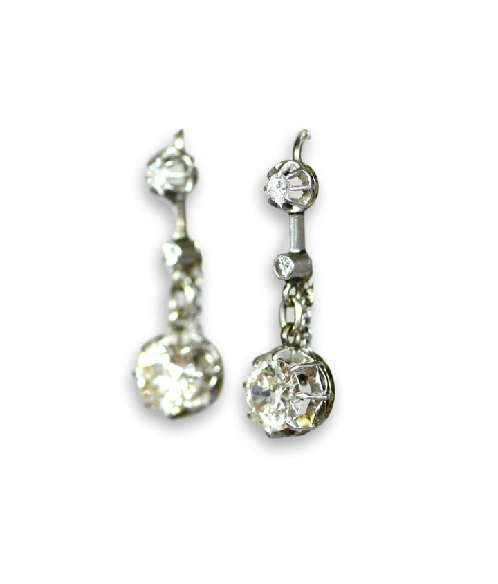 Edwardian Old Cut Diamond Drop Earrings - SOLD