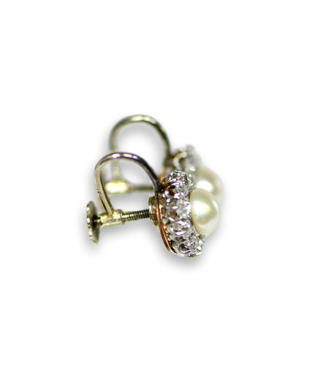 Edwardian Pearl Diamond Cluster Earrings - SOLD