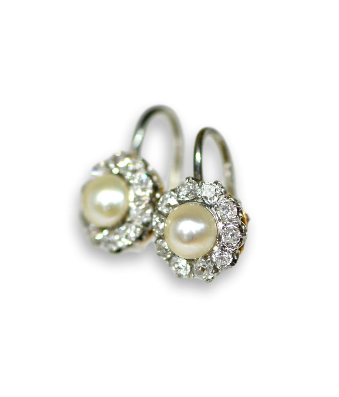 Edwardian Pearl Diamond Cluster Earrings - SOLD
