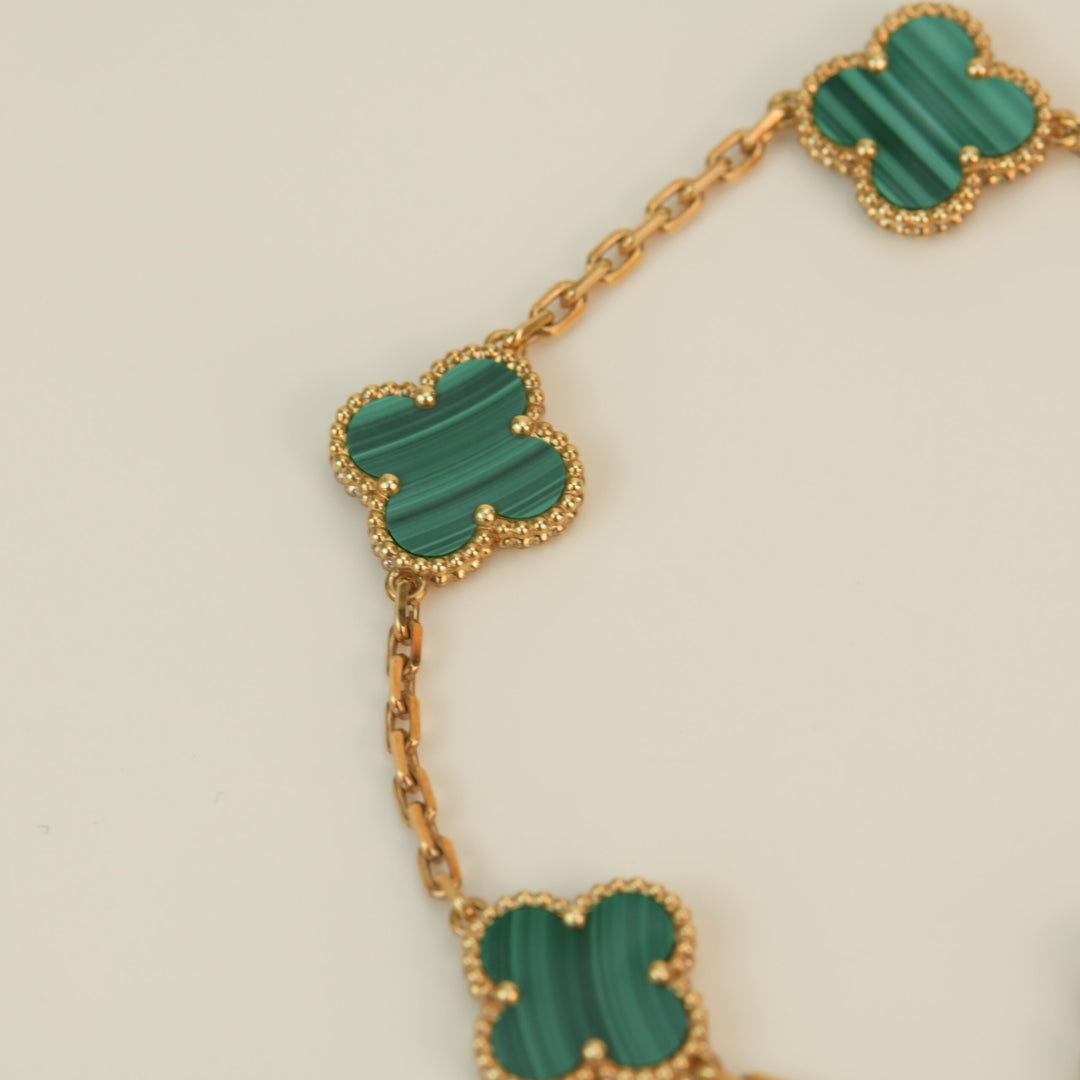 Van Cleef & Arpels 5 Motif Vintage Alhambra Malachite Bracelet