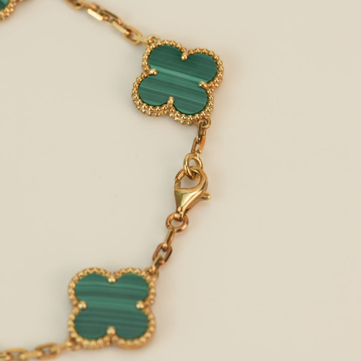 Van Cleef & Arpels 5 Motif Vintage Alhambra Malachite Bracelet