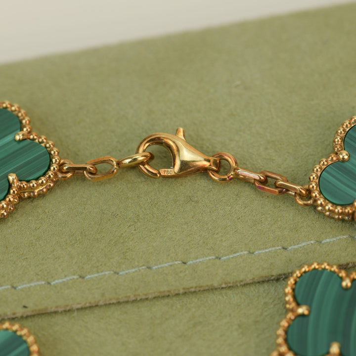 Van Cleef & Arpels 5 Motif Vintage Alhambra Malachite Bracelet