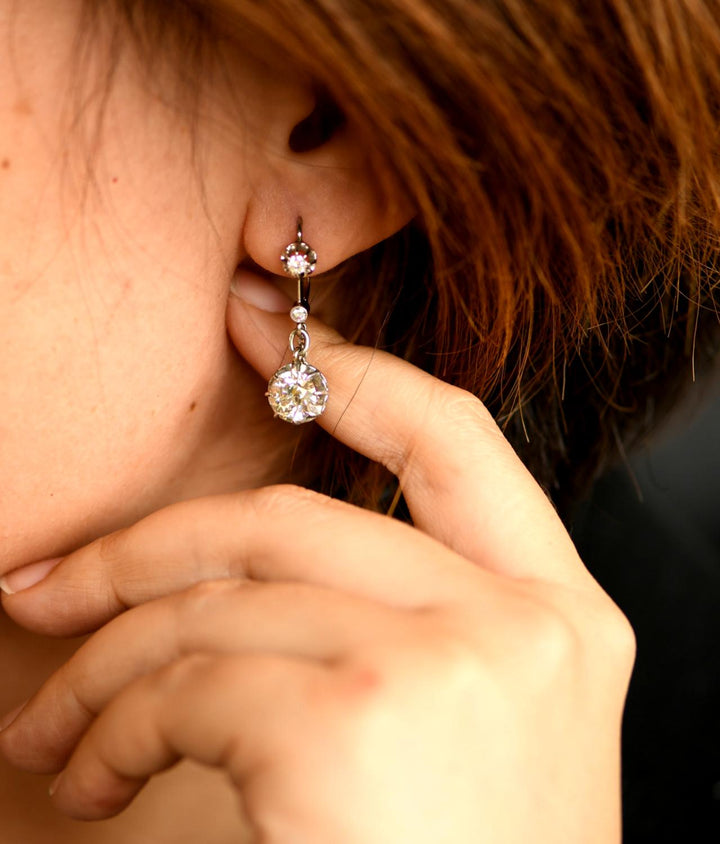 Edwardian Old Cut Diamond Drop Earrings - SOLD