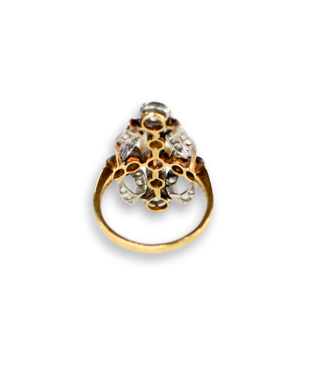 Edwardian Pearl Diamond Gold Ring Circa 1910 - SOLD