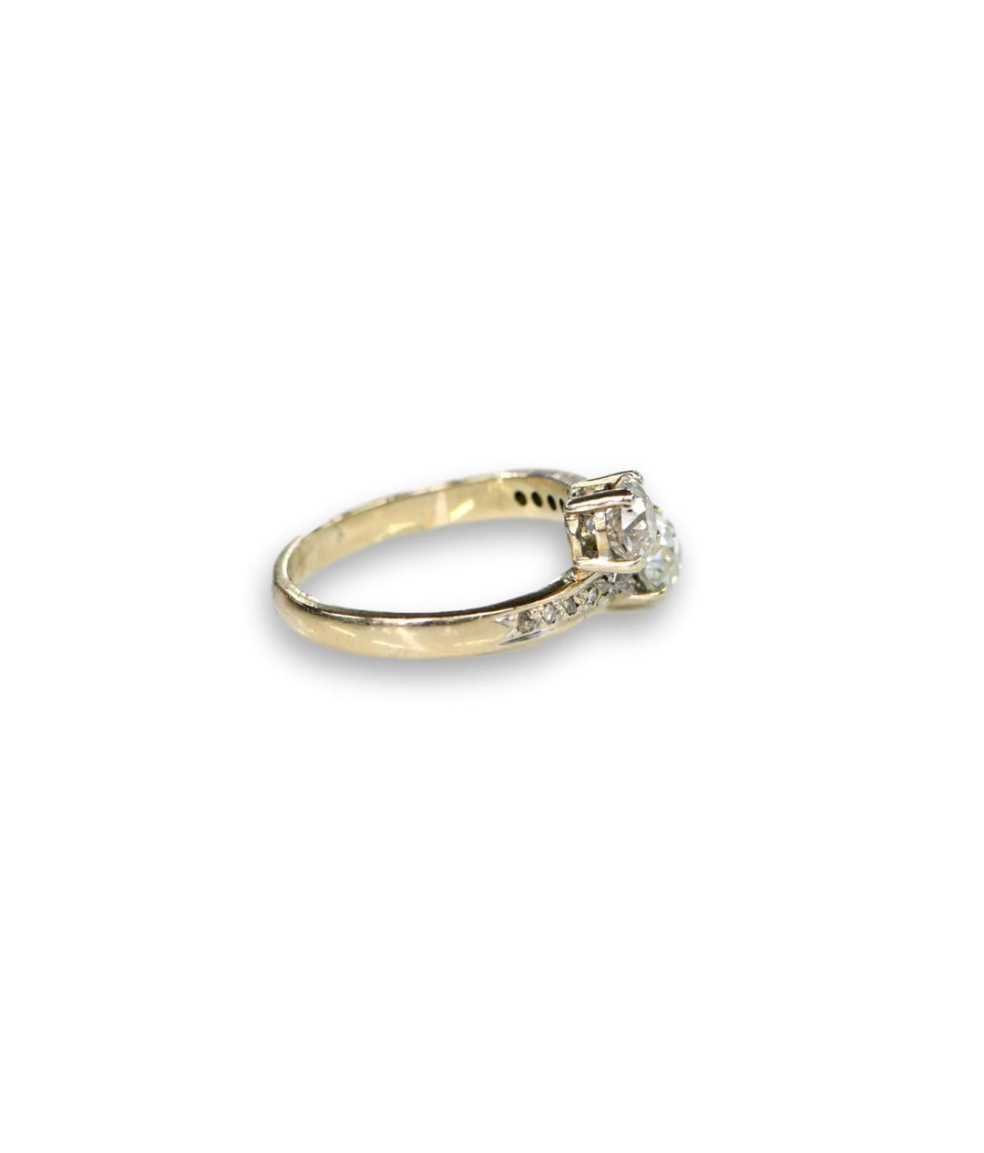 Antique Old Cut Diamond Gold Crossover Ring - SOLD