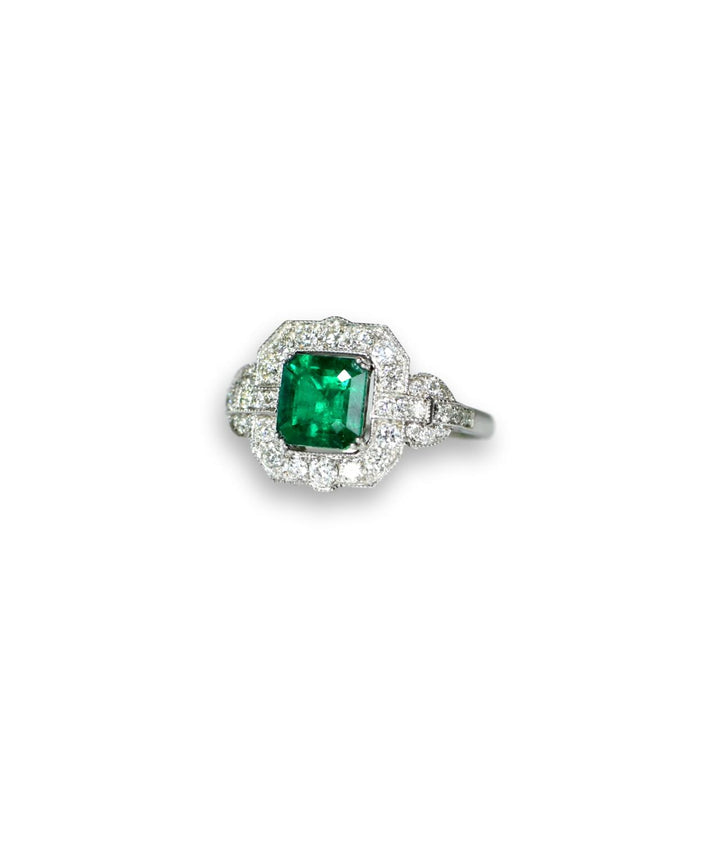 Rare AGL Certified No Oil Colombian Emerald and Diamond Ring - SOLD