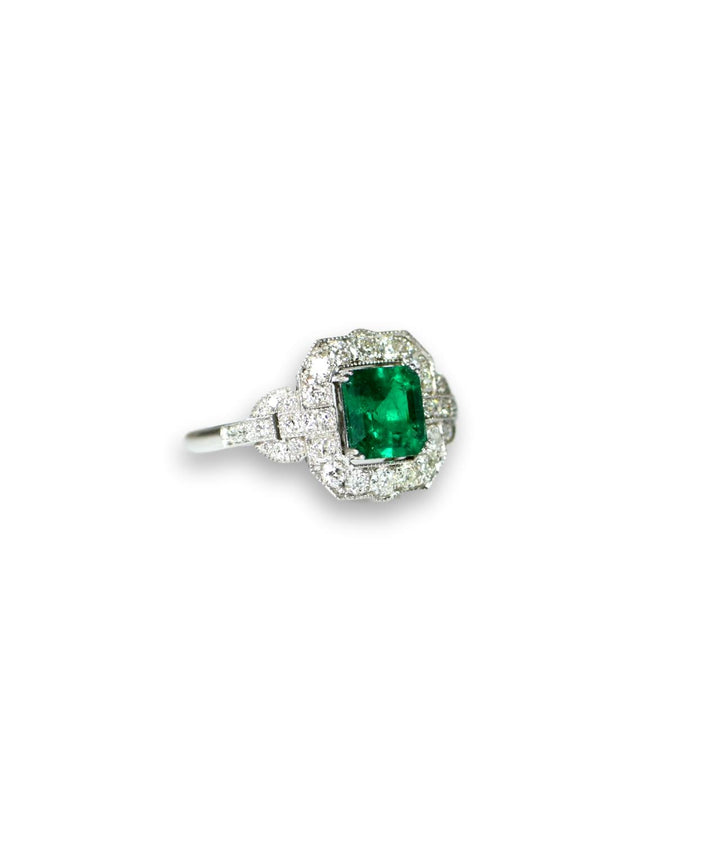 Rare AGL Certified No Oil Colombian Emerald and Diamond Ring - SOLD