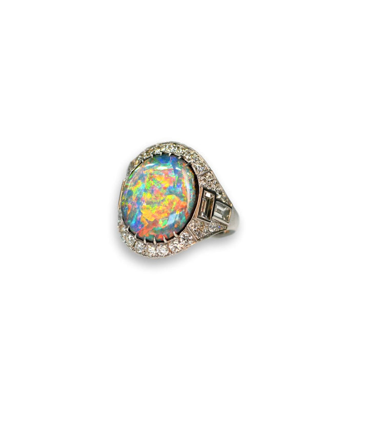 Rare Austrian Black Opal and Diamond Ring - SOLD