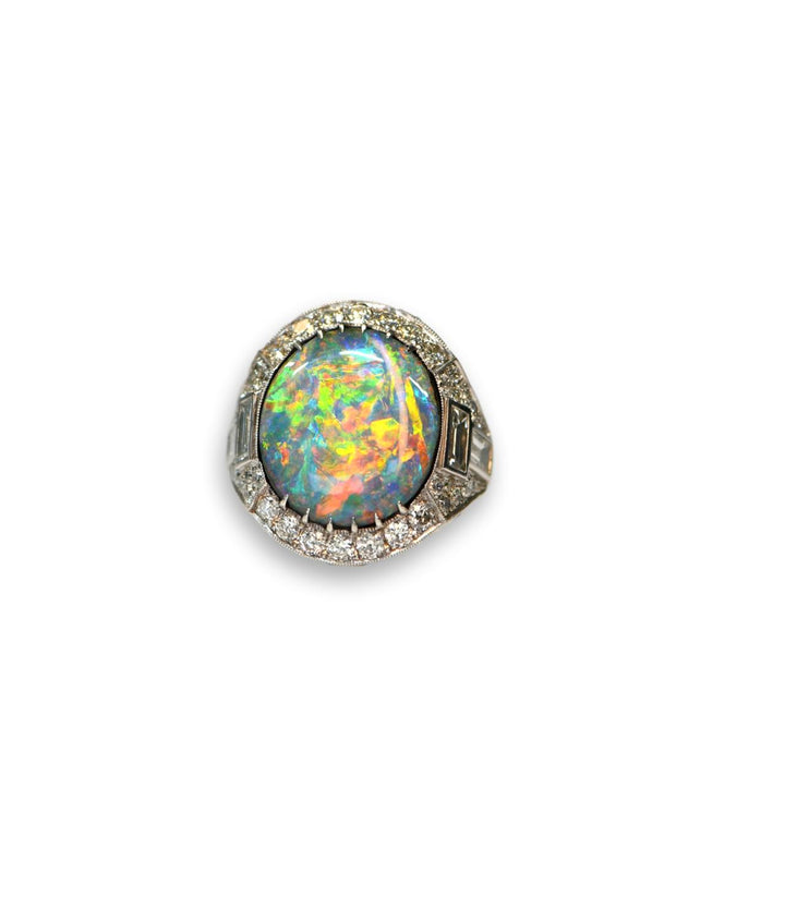 Rare Austrian Black Opal and Diamond Ring - SOLD