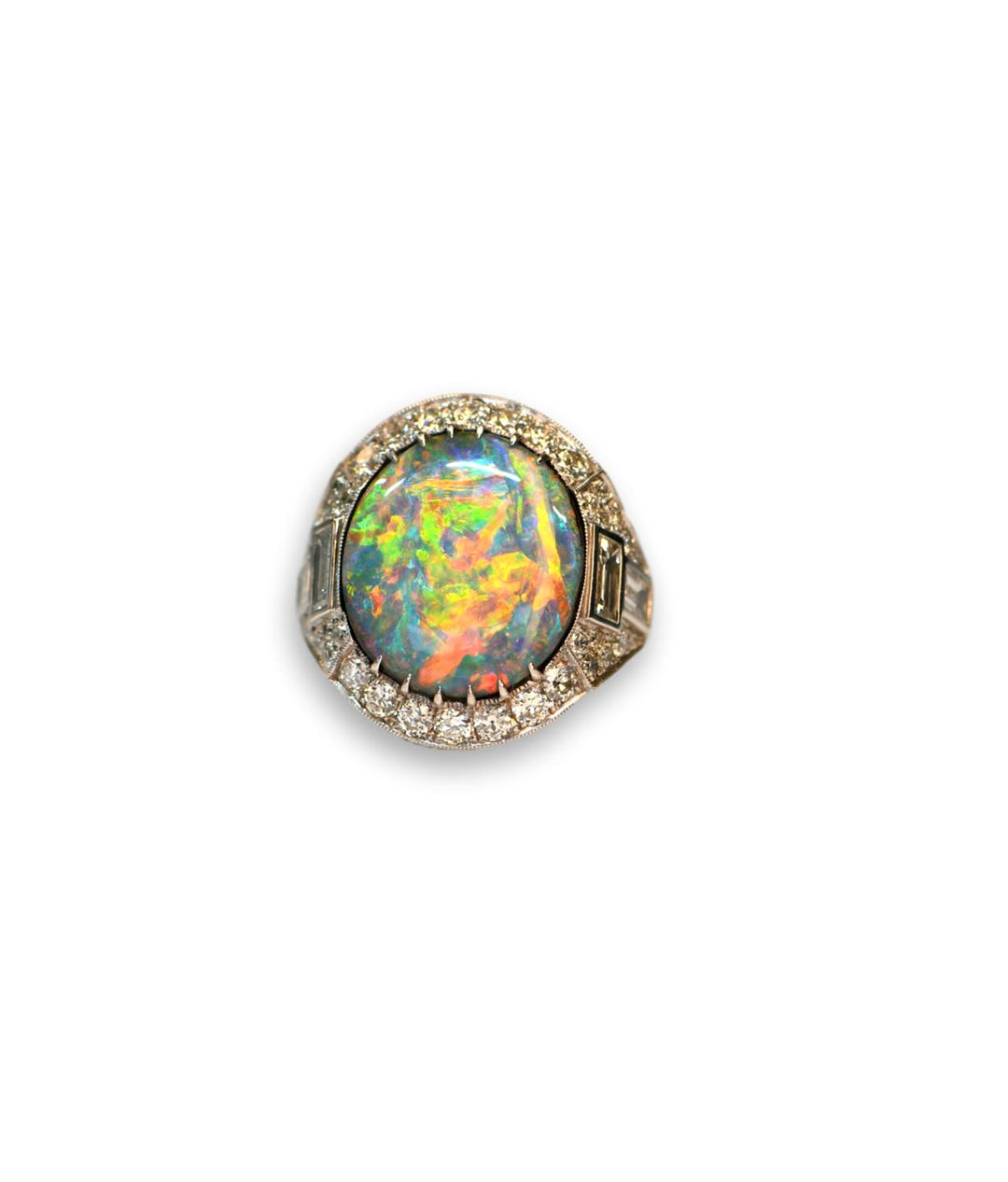 Rare Austrian Black Opal and Diamond Ring - SOLD