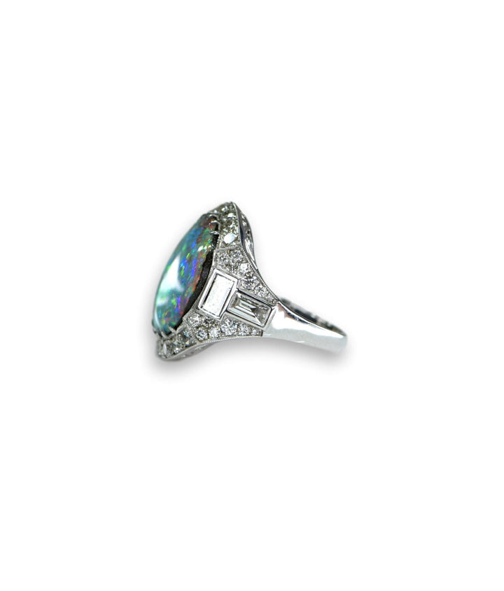 Rare Austrian Black Opal and Diamond Ring - SOLD