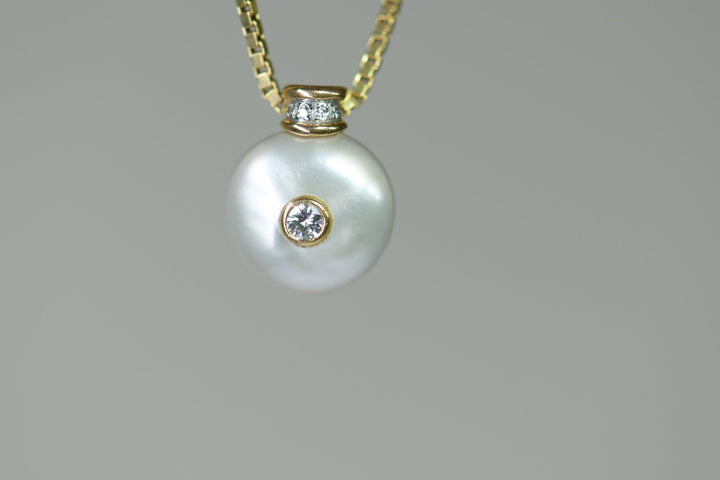 Pearl and Diamond Pendant Necklace-SOLD