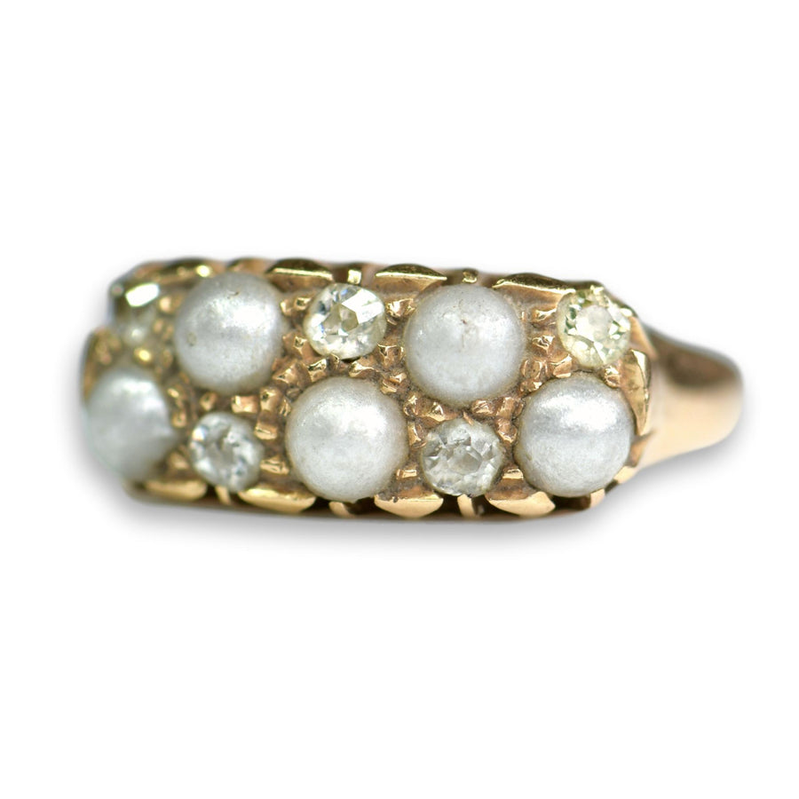 Victorian Diamond & Pearl Antique Ring