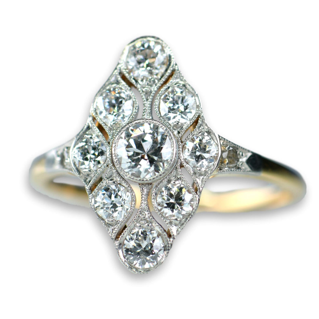 Art Deco 18K Gold & Platinum Diamond Ring