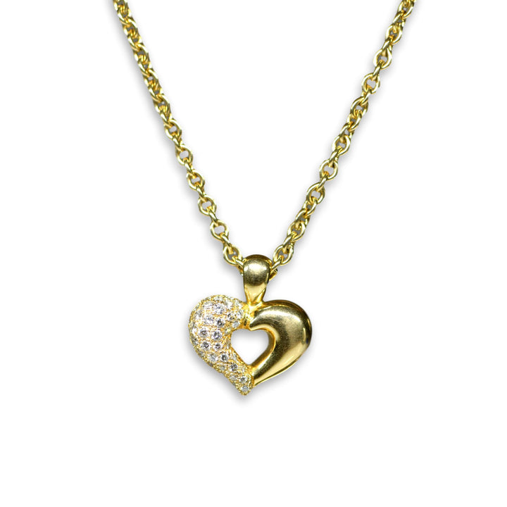Van Cleef & Arpels 18K Yellow Gold Diamond Heart Pendant Necklace