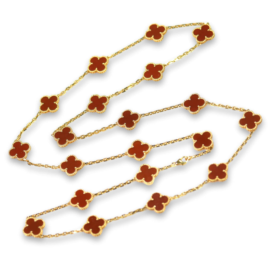 Van Cleef & Arpels Vintage Alhambra 20 Motifs Carnelian Gold Long Necklace