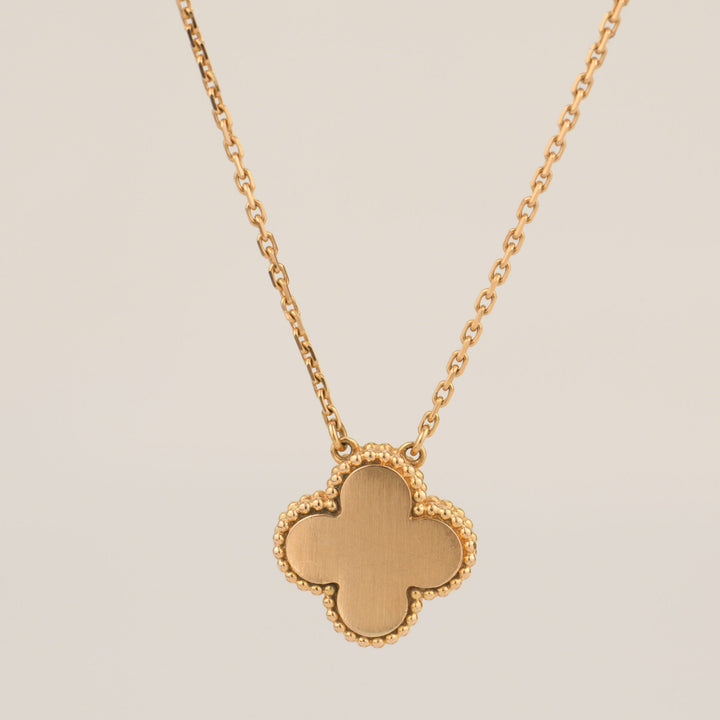 Van Cleef Arpels Alhambra Grey Mother of Pearl Diamond Pendant Necklace