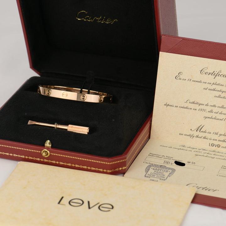 Cartier Love Rose Gold Bracelet Size 17