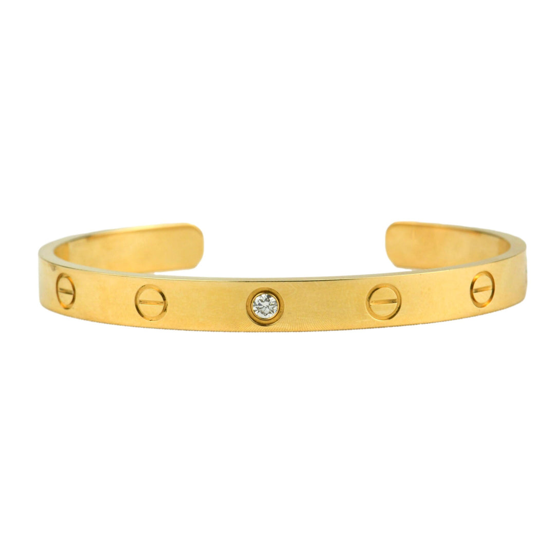 Cartier Love Bracelet with 1 Diamond 18K Yellow Gold Size 17