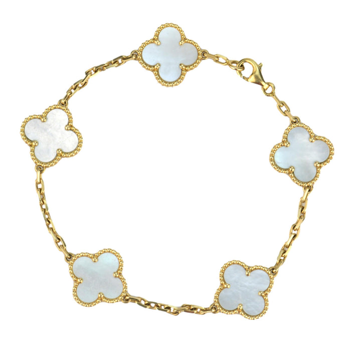 Van Cleef & Arpels 5 Motif Vintage Alhambra Mother Of Pearl Bracelet