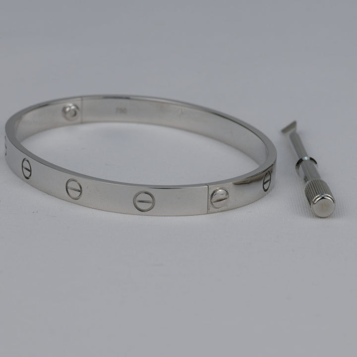 Cartier 18K White Gold Love Bracelet Size 18