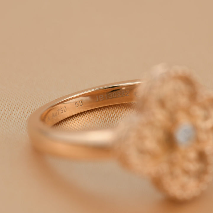 Van Cleef &amp; Arpels Alhambra 18k Rose Gold Diamond Ring