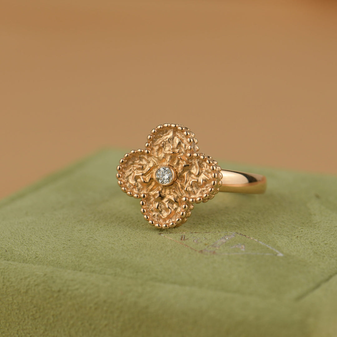 Van Cleef &amp; Arpels Alhambra 18k Rose Gold Diamond Ring