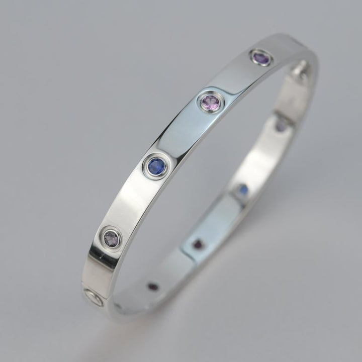 Cartier Love Bracelet Rainbow White Gold Size 16