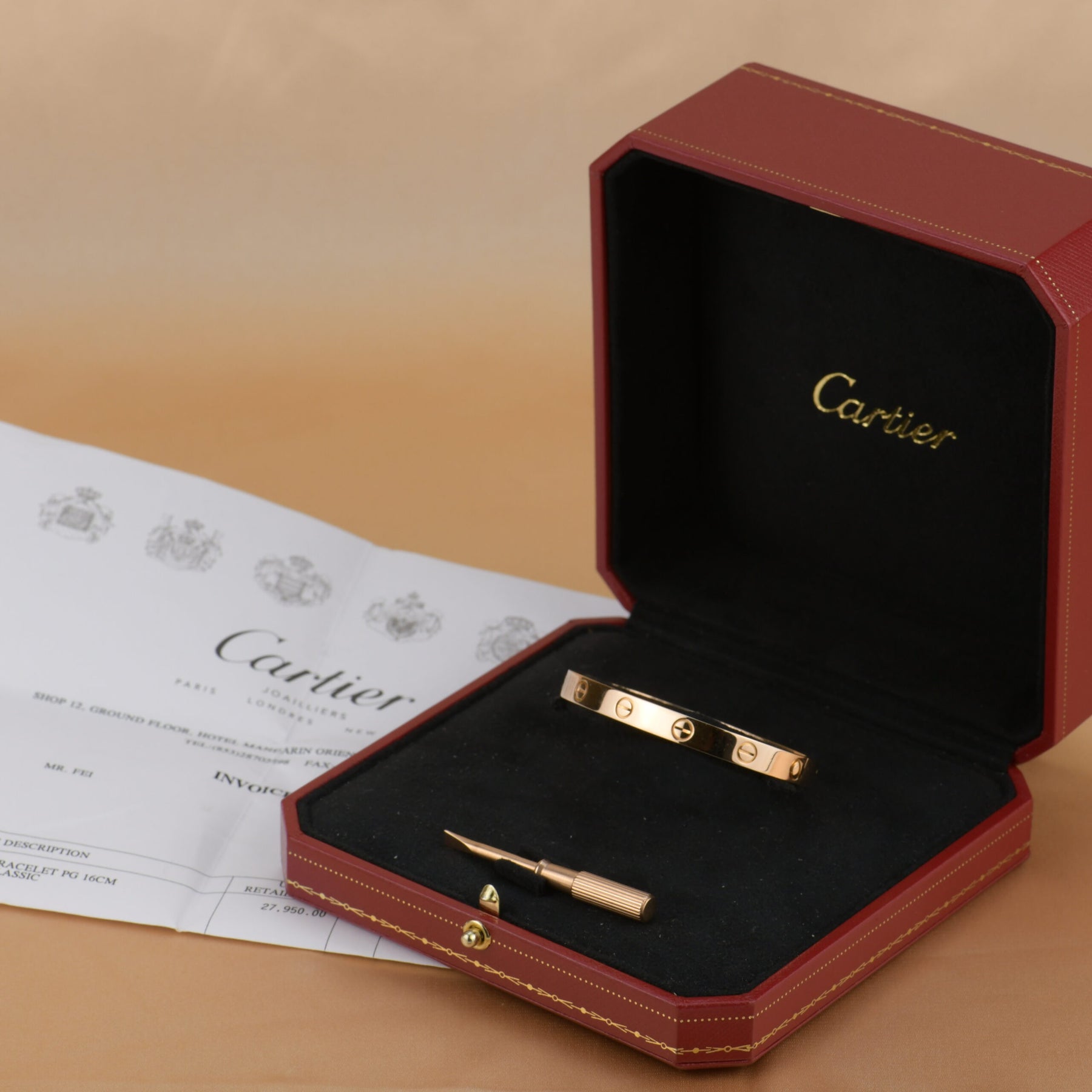 Cartier love sm bracelet rosé gold size 16 