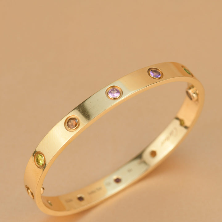 Cartier Love Bracelet Multi Gem Rose Gold Size 16