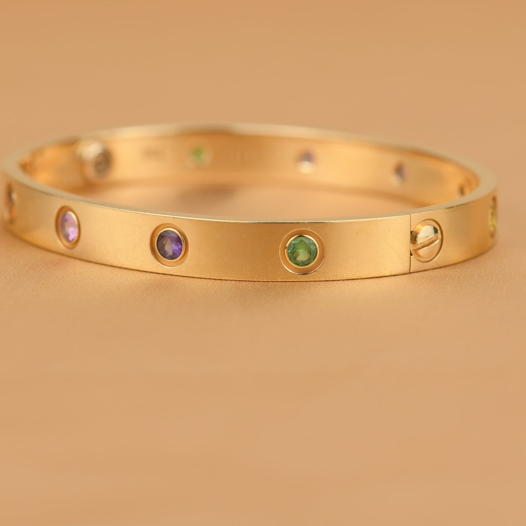 Cartier Love Bracelet Multi Gem Rose Gold Size 16