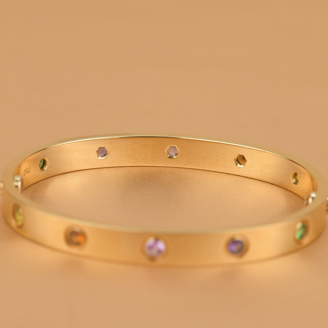 Cartier Love Bracelet Multi Gem Rose Gold Size 16