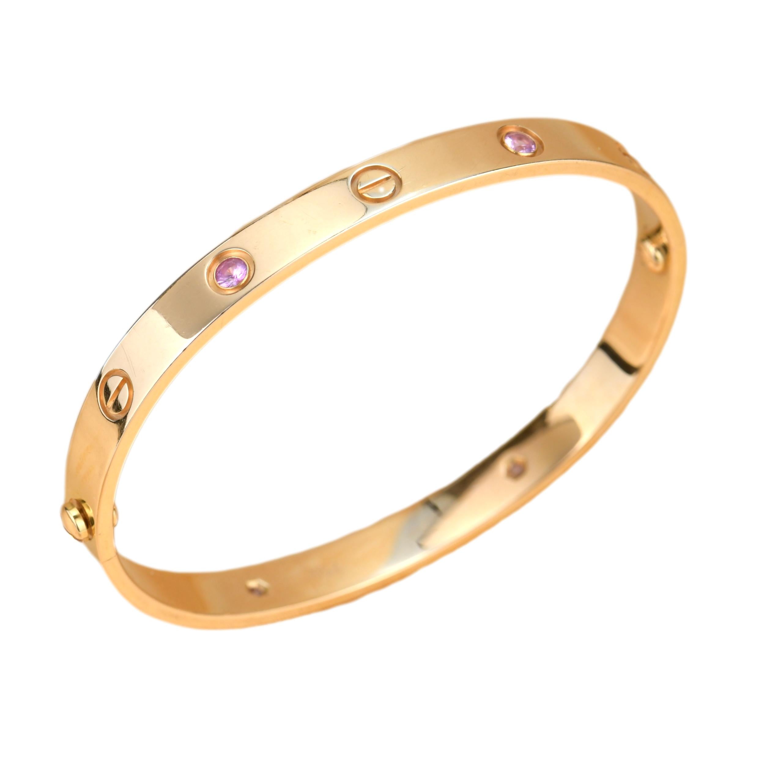 Cartier 18k Pink Gold Sapphire, Garnet and Amethyst LOVE Bracelet Size 17 -  Yoogi's Closet
