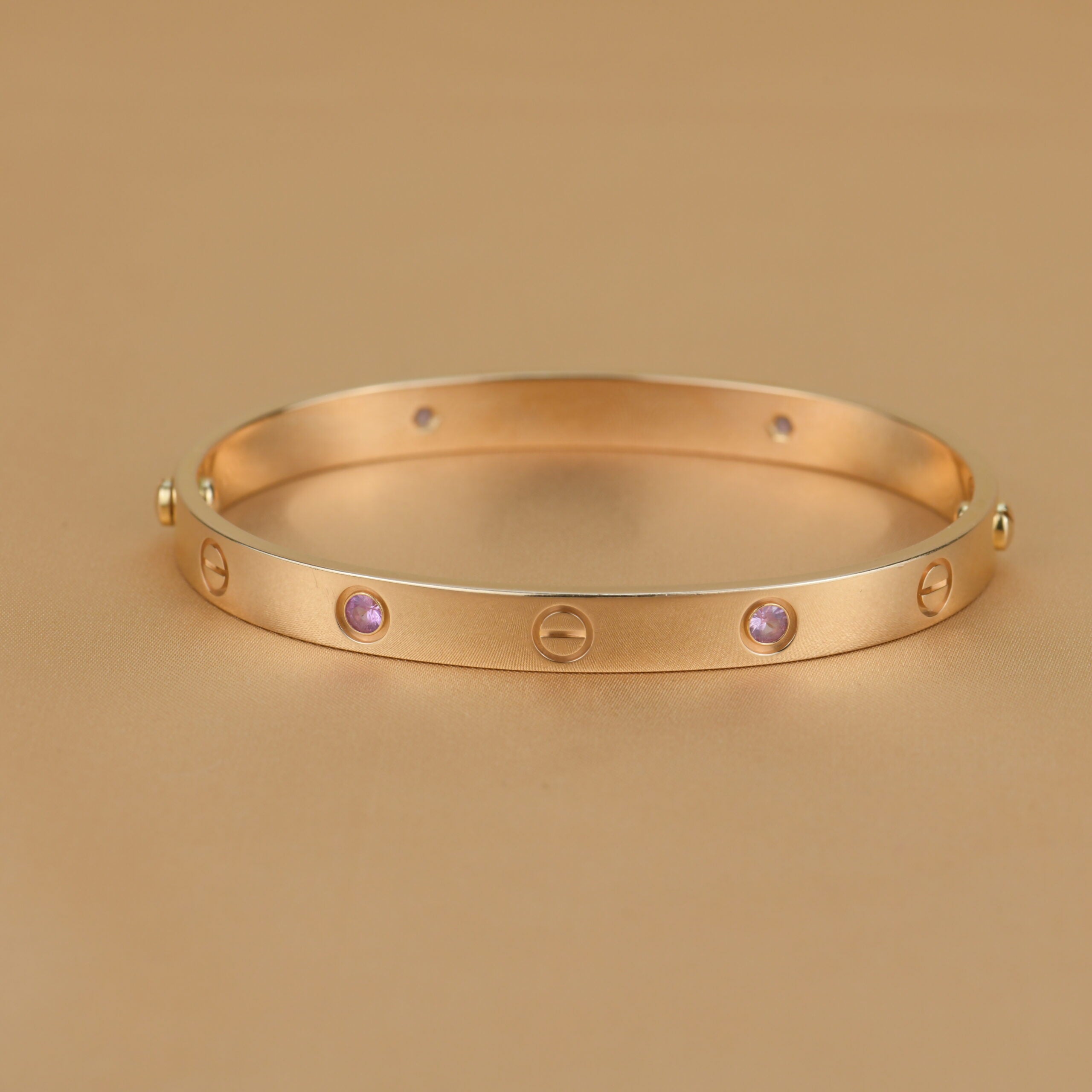 cartier love bracelet pink gold plated real sapphire pomegranate stone  amethyst replica