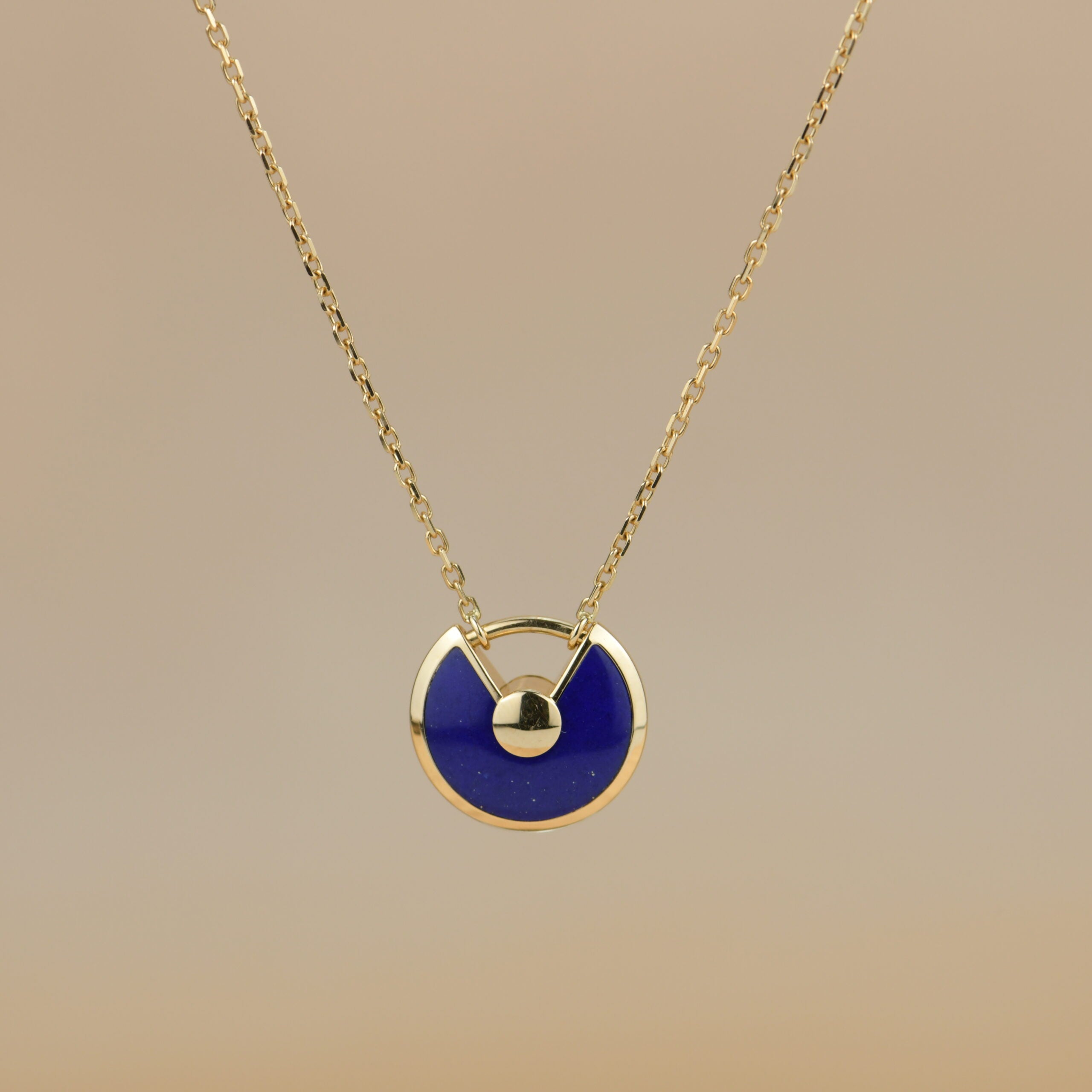 Cartier Amulette de 18K Yellow Gold Lapis Lazuli Pendant Necklace