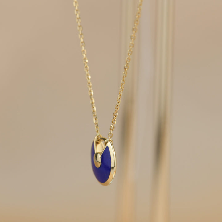 Cartier Amulette de 18K Yellow Gold Lapis Lazuli Pendant Necklace