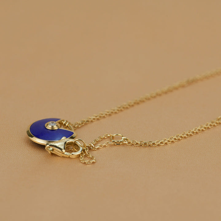 Cartier Amulette de 18K Yellow Gold Lapis Lazuli Pendant Necklace