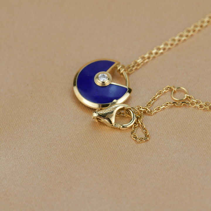 Cartier Amulette de 18K Yellow Gold Lapis Lazuli Pendant Necklace