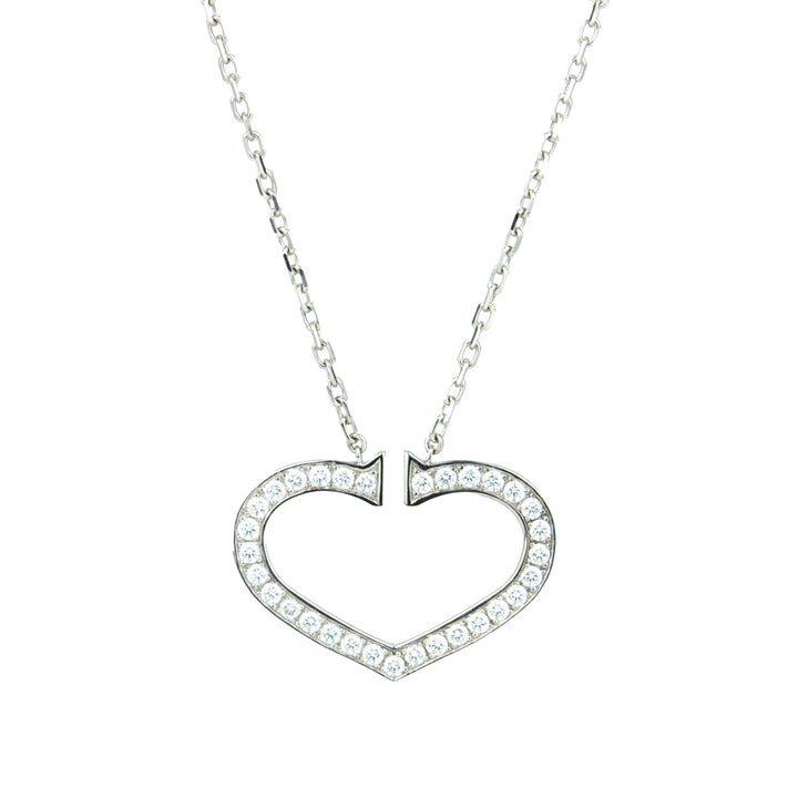 Cartier Hearts and Symbols Large Diamond 18k White Gold Pendant Necklace