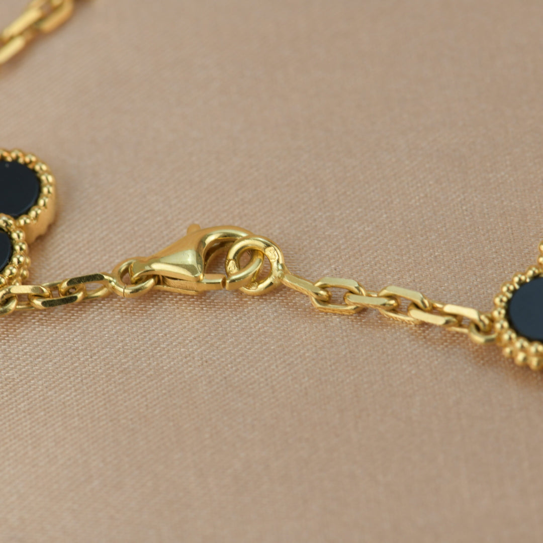Van Cleef & Arpels Onyx Vintage Alhambra 20 Motif Long Necklace