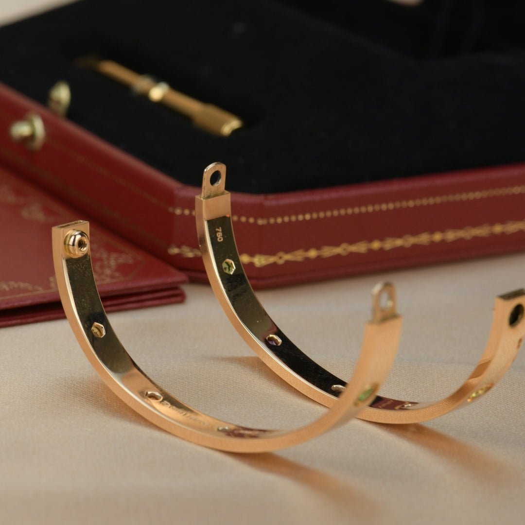 Cartier Love Multi Gem Rose Gold Bracelet Size 17