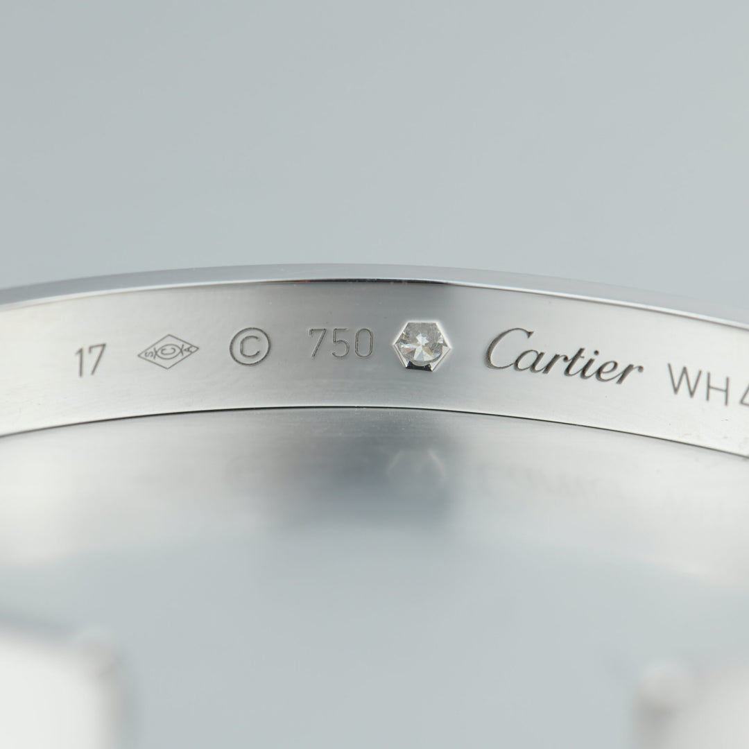 Cartier 1 Diamond White Gold Cuff Love Bracelet Size 17