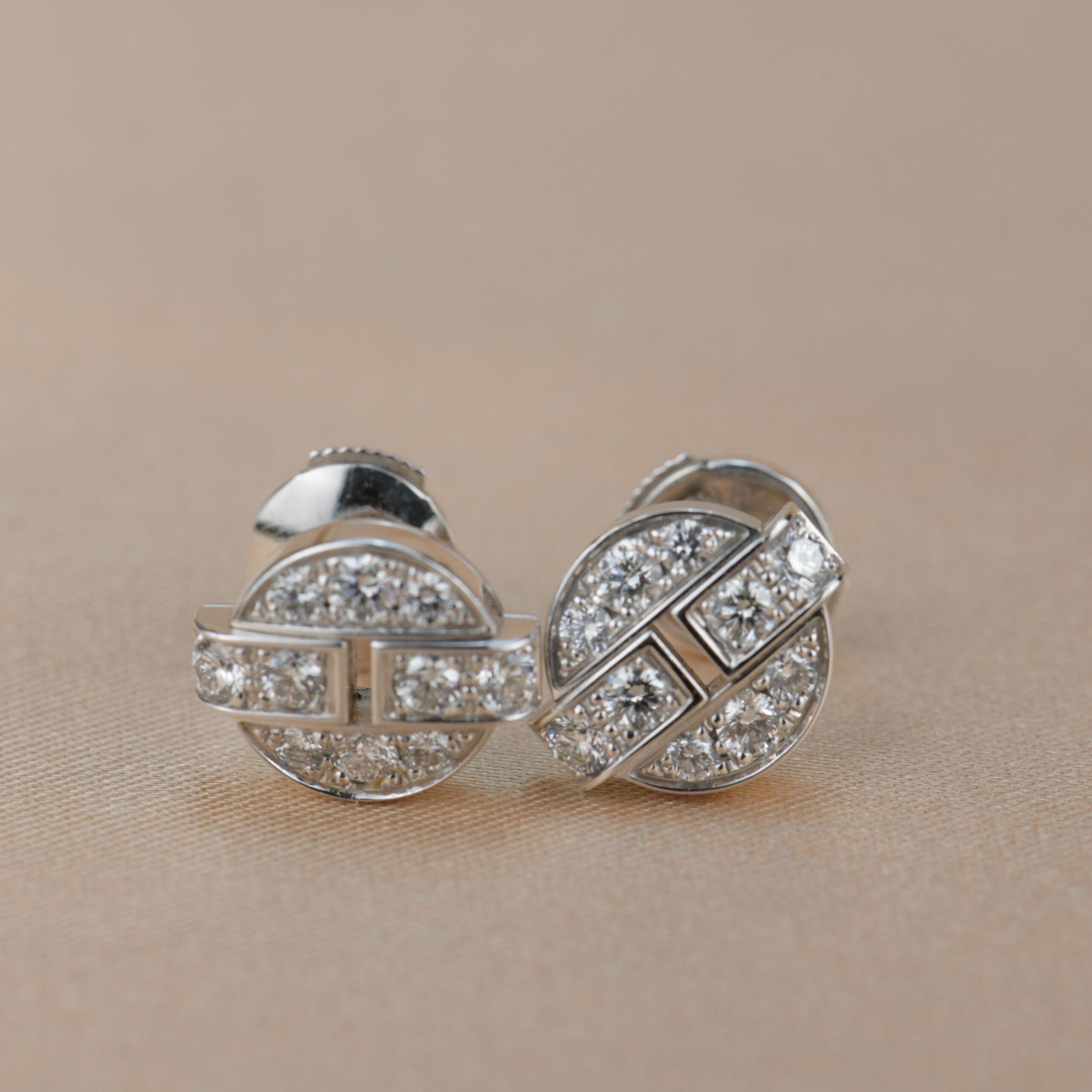 Cartier Himalia Diamond Stud Earrings in 18k White Gold