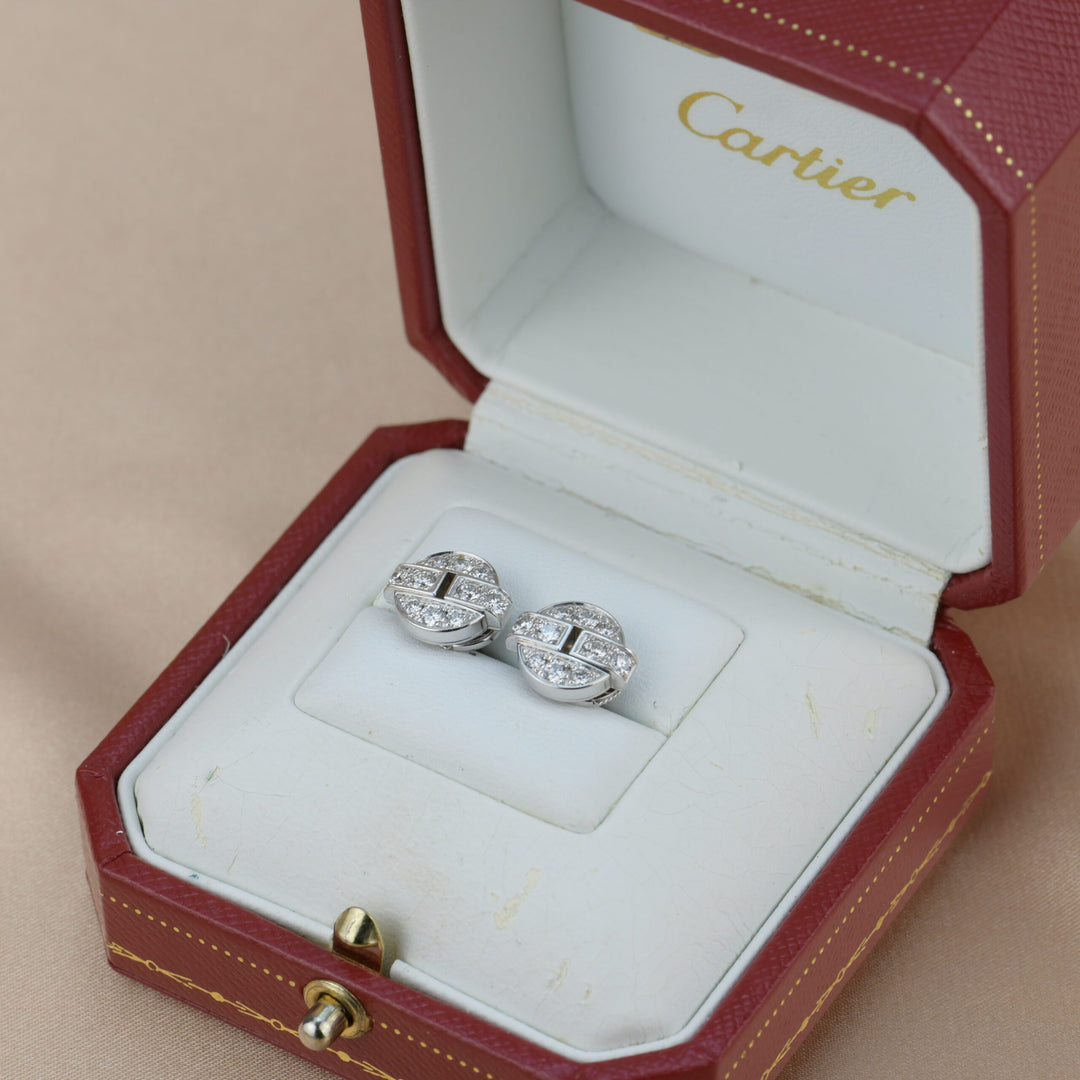 Cartier Himalia Diamond Stud Earrings in 18k White Gold