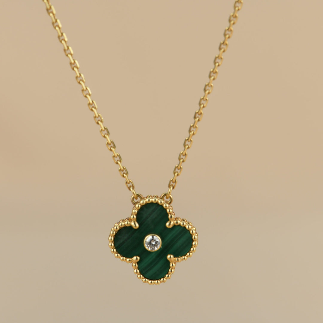 Van Cleef & Arpels Vintage Alhambra 2013 Diamond Malachite Pendant Necklace