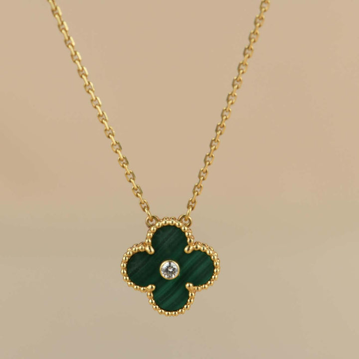 Van Cleef &amp; Arpels Vintage Alhambra 2013 Diamond Malachite Pendant Necklace