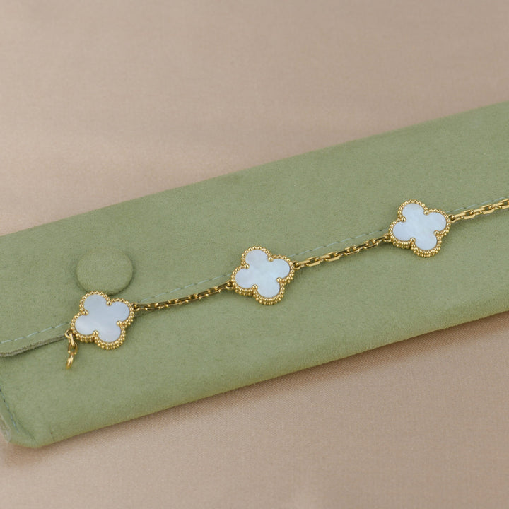 Van Cleef & Arpels 5 Motif Vintage Alhambra Mother Of Pearl Bracelet