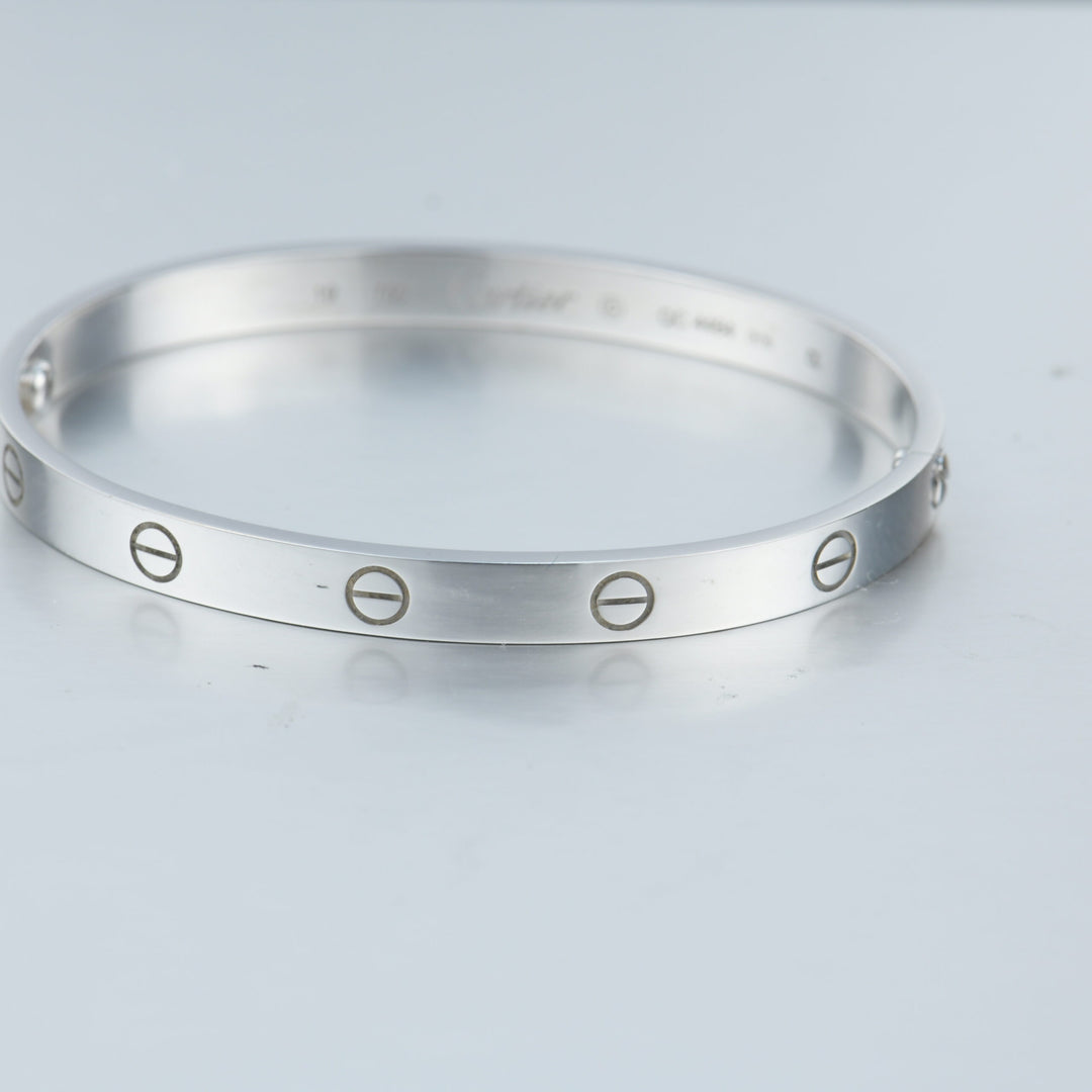 Cartier 18K White Gold Love Bracelet Size 19